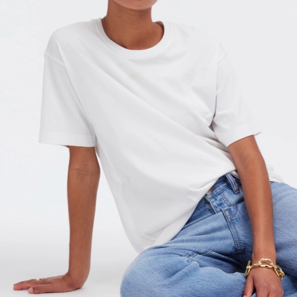 Madewell Cotton Relaxed Oversized Tee • size medium • NS162 • NWT • eyelet white - Picture 5 of 13